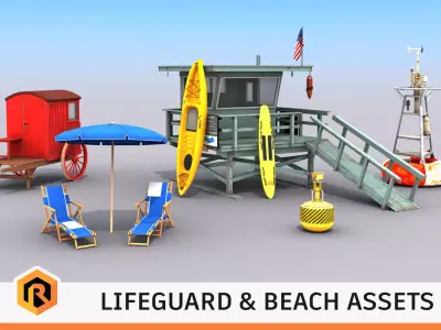 Beach Assets Collection  3D Model Pack