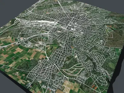 Streers and Roads City Wiesbaden Germany 3D model