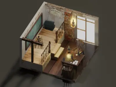 Isometric Peaky Blinders Decor Design 3D model