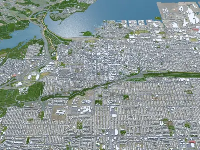 Hamilton City Ontario Canada Low-poly 3D model