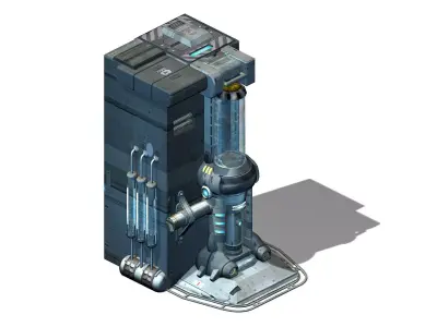 Sci Fi Building-Connection Wall 04 3D model