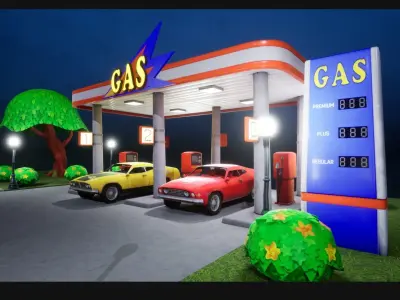 Stylized Corner Store Low-poly 3D model