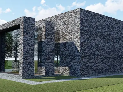 SMALL STONE HOUSE Low-poly 3D model