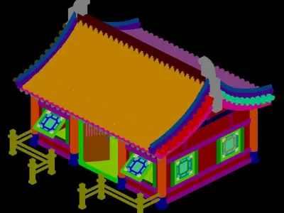 Game Building - Yan overlooking the house 03 3D model