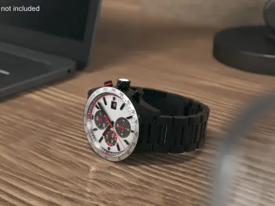  Black Steel Chronograph Watch With Tachymeter 