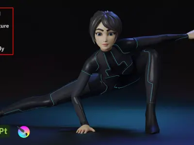 Stylized Sci-Fi Female Character Low-poly 3D model