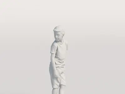 Humano Casual child boy standing and looking back 0208 3D model