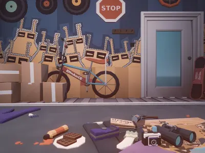 1980 - Retro Youth Room  3D Mid Poly  Low-poly 3D model