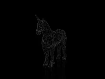 Unicorn Wireframe Low-poly 3D model