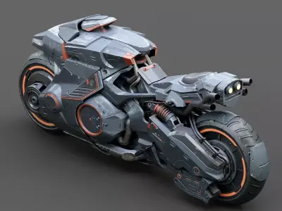 SciFi Motorcycle Low-poly 3D model