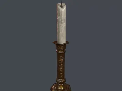 Medieval Candle Stick Free low-poly 3D model