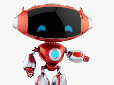 RED CUTE CAT BOT 3D model