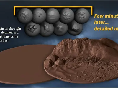 Terrain And Ground Maker 280 ZBrush Brushes 3D model