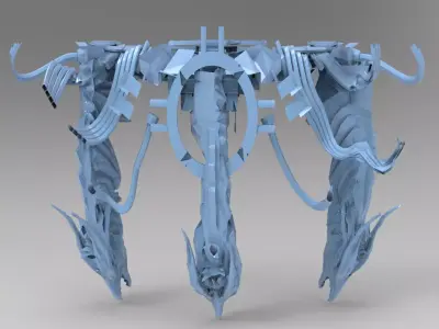 Dragon portal sci fi hedron collider pillars  Low-poly 3D model