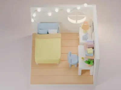 Cozy room - blender Low-poly 3D model Low-poly 3D model