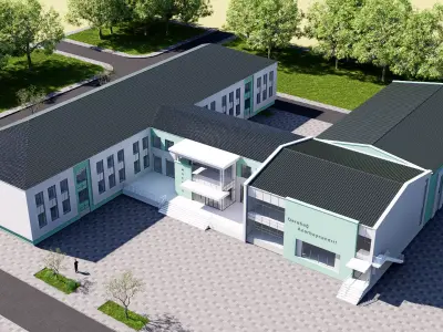 school Low-poly 3D model