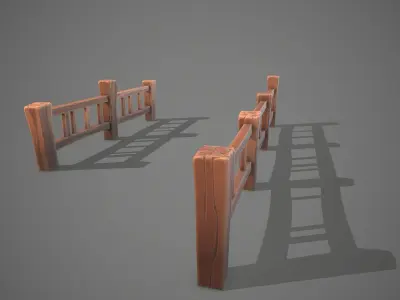 Stylized fence Low-poly 3D model