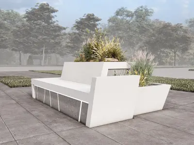 Street Flowerpot Bench 3D model