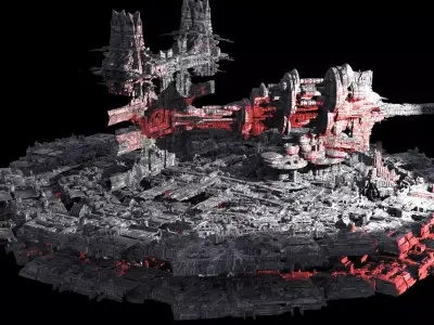 Sci-Fi City dystopia base City Ship 4 3D model