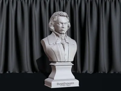 Ludwig van Beethoven Bust file STL-OBJ for 3D printing 3D print model