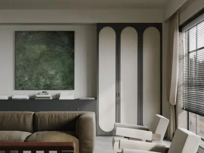 Vintage Style Living Room Dining Room 3D Model 3D model