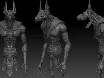Mythological Anubis Sculpting Low-poly 3D model