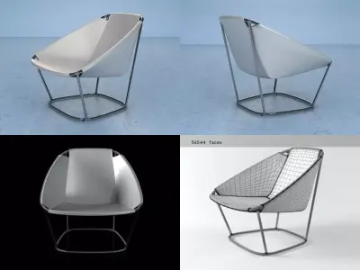 Katrin chairs with metal frame 3D model