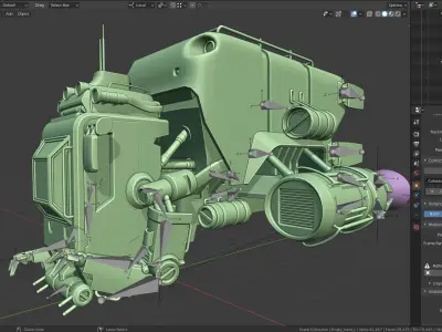 Harvester futuristic vehicle Low-poly 3D model