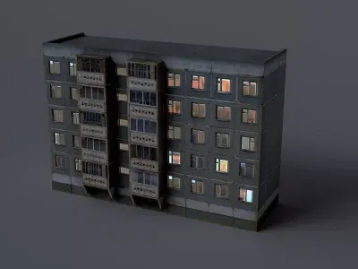 Street wall building Low-poly 3D model Low-poly 3D model