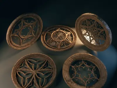 Medieval Circular Windows Pack 01 Low-poly 3D model