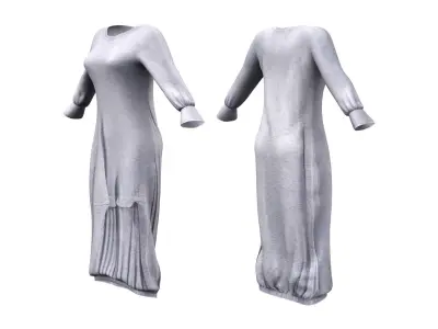 Long Sleeve Loose Fit Solid Maxi Dress Low-poly 3D model