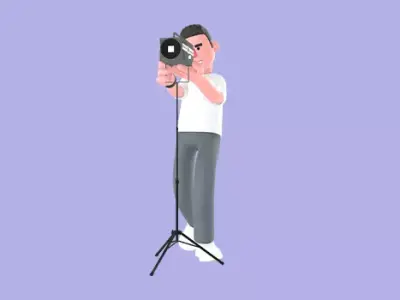 Stylized 3D Male Photographer Adjusting Lighting - Cartoon 3D model