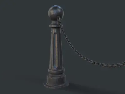 Street Bollard 06 PBR Game Ready Low-poly 3D model