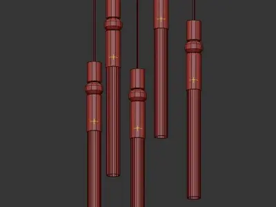 SPREE four pendant lights with gold and tubes 3D model