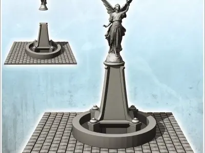 Urban statue with winged angel 3 - Modern WW2 WW1 World War Diar 3D print model