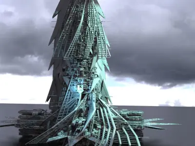 Sci Fi Tree Spine Tower 3D model