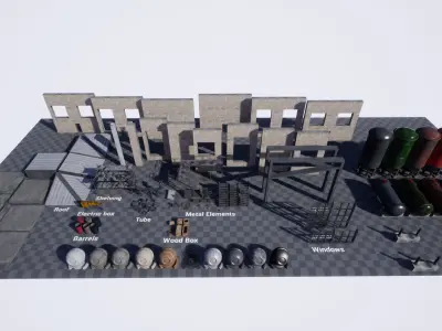 Modular Pumping Station for UE Low-poly 3D model