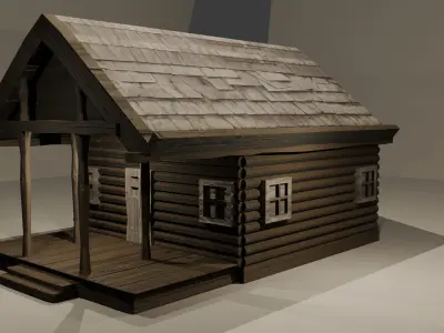 Wild West Wooden House Low-poly 3D model