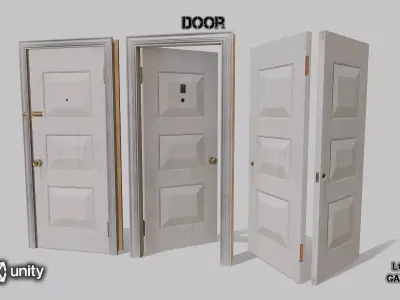 Door white 07 Low-poly 3D model