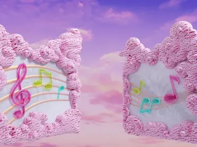 gate to heaven icecream whipped cream and clouds ice cream Low-poly 3D model