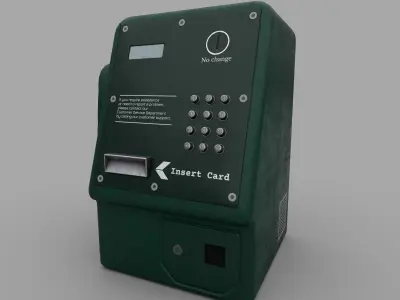 Japanese Public Phone Low-poly 3D model