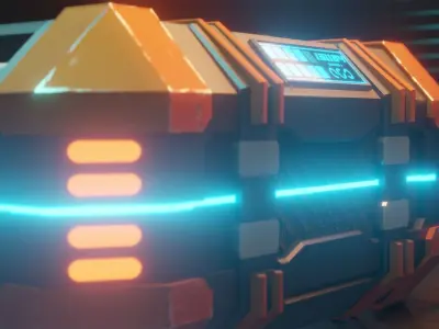 Sci-fi Crate with Surface Scratches Low-poly 3D model