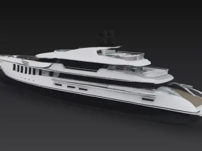 Ultra Luxury Mega Yacht Exterior - Modern Super Yacht 3D Model 3D print model