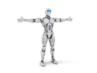 Futuristic Robot Model Pack with Articulated Limbs Low-poly 3D model
