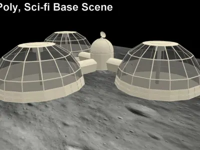 Low-poly Moonbase Concept Low-poly 3D model
