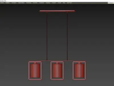 London Bronze 3 Light Fitting Low-poly 3D model