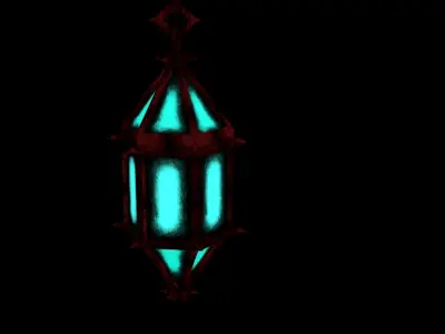 Hanging Iron Lantern Glowing Low-poly 3D model