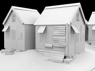Lowpoly village House Game Asset Design Low-poly 3D model