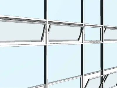 Curtain Wall Panel Pivot Window Revit Family 3D model