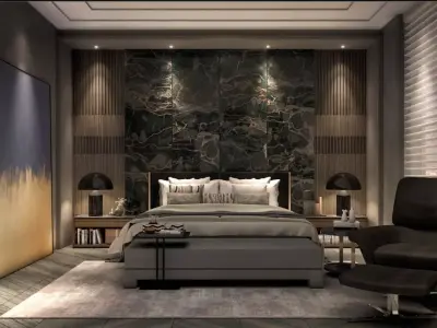 Recamara modern bedroom with walls 3D model